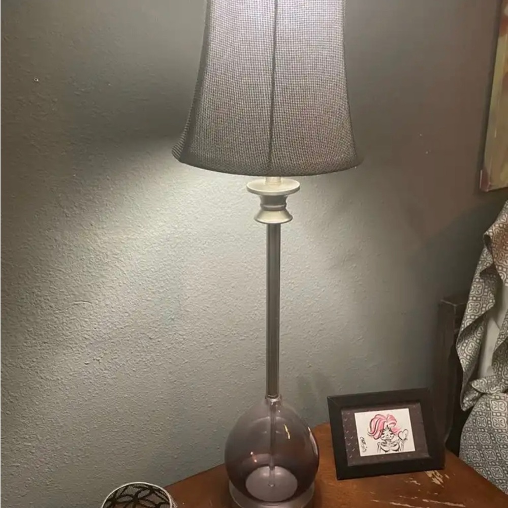 At Home Accent Lamp Shade - Lt Gray Metallic Mesh Fabric - 8”